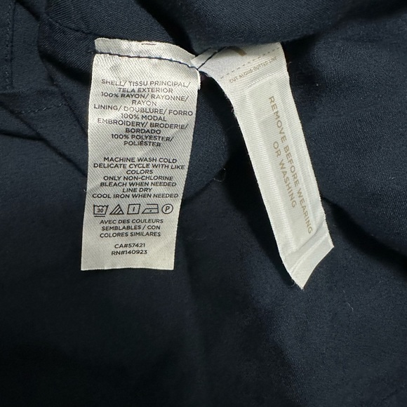 Loft Navy Blue Polkadot Short Sleeve Dress size XS - Picture 3 of 5